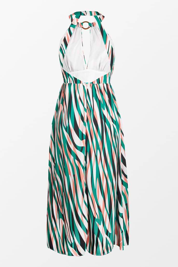 Zariyah Zebra Print O-Ring Ruching Cut Out Maxi Dress