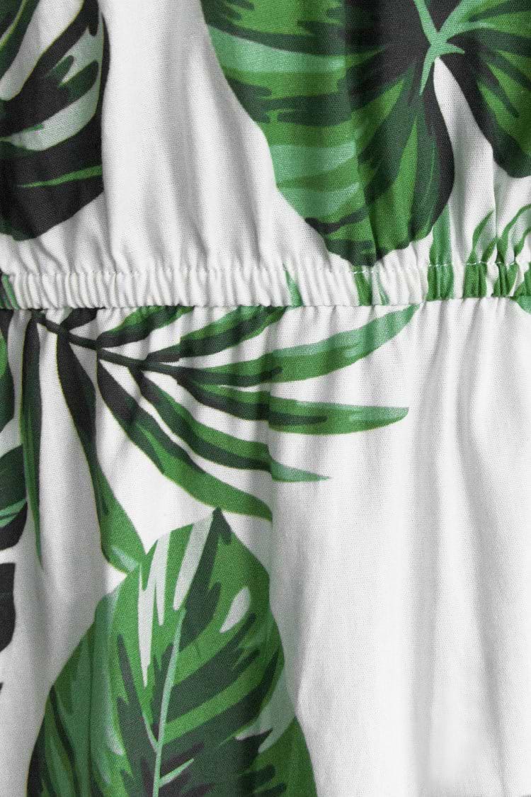 Robe asymétrique à volants imprimé tropical