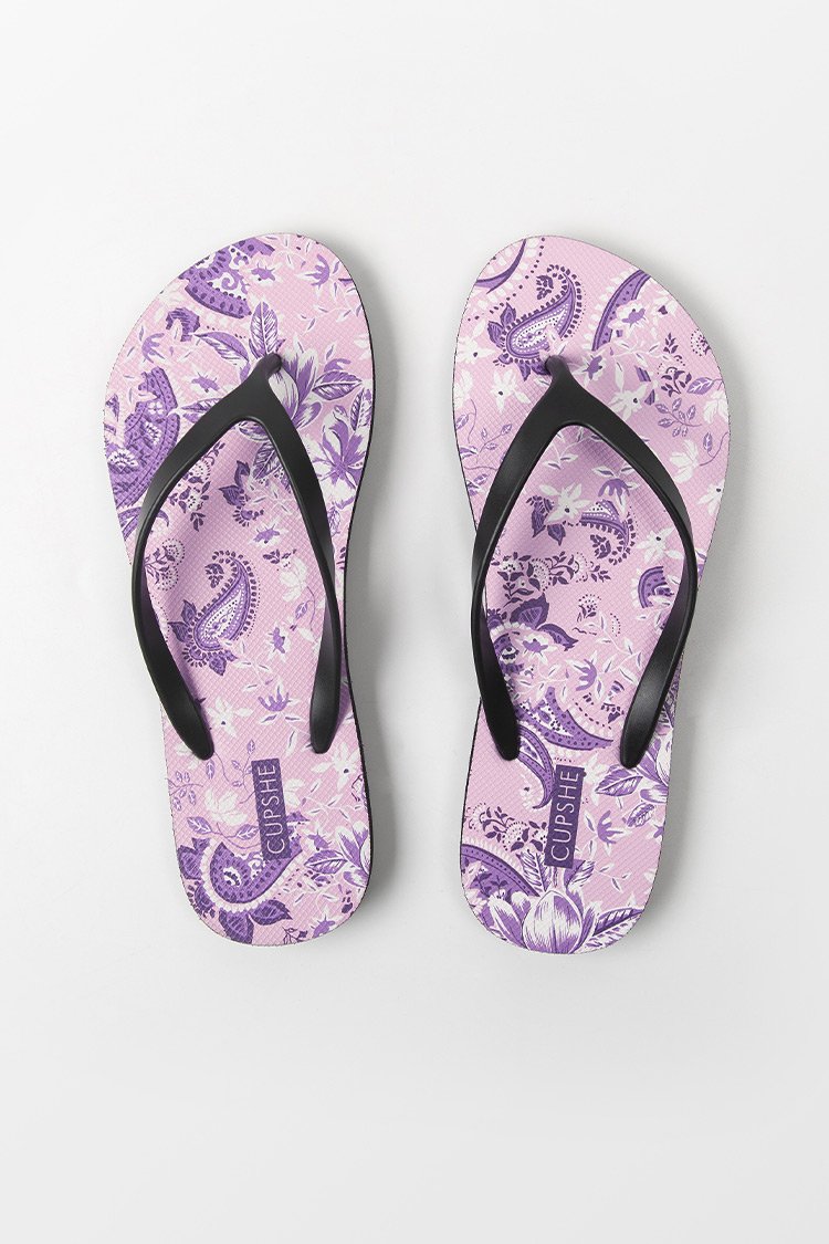 Motif Paisley Print Flip Flops