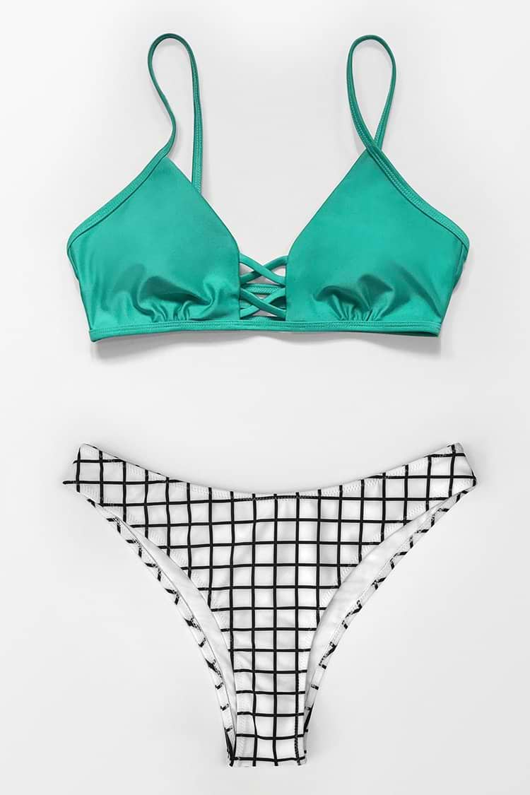 Black and White Patterned High Leg Bikini Bottom