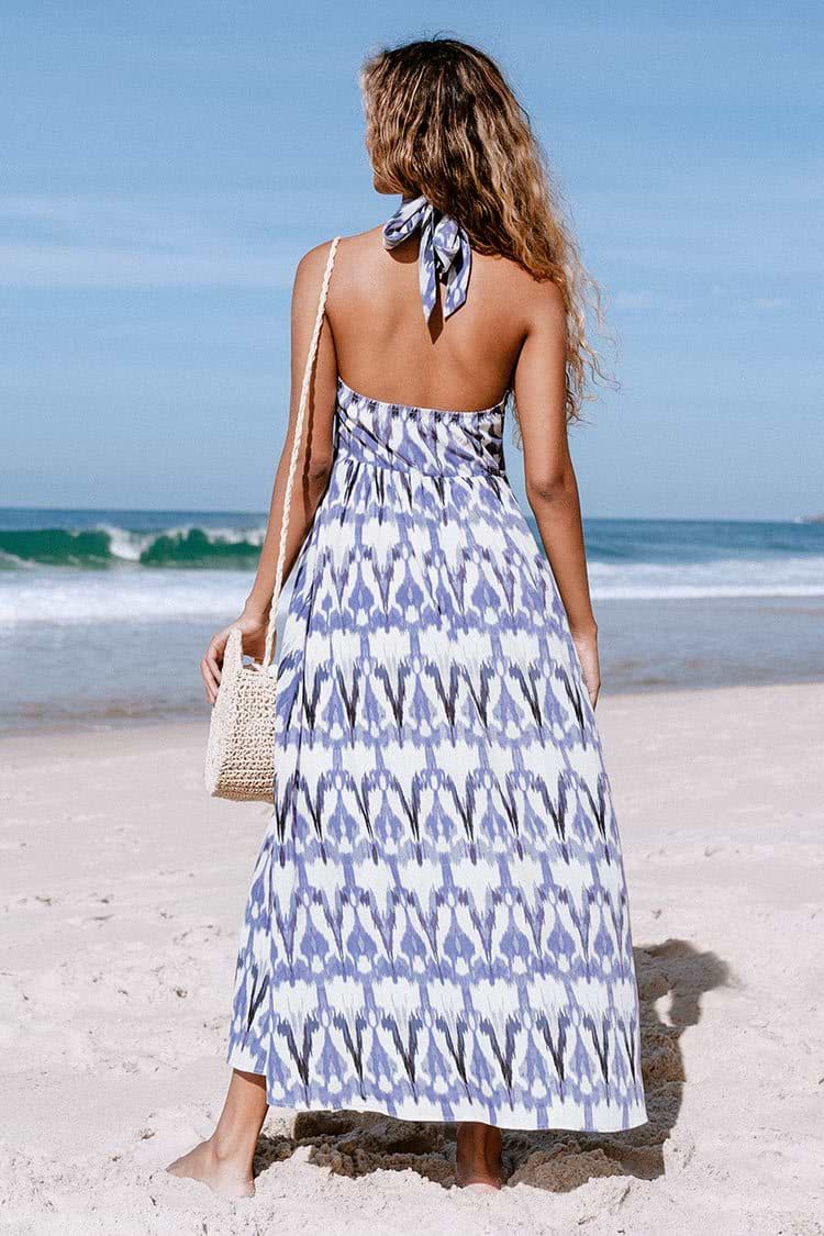 Sutton Cross Halter Tie Neck Dress
