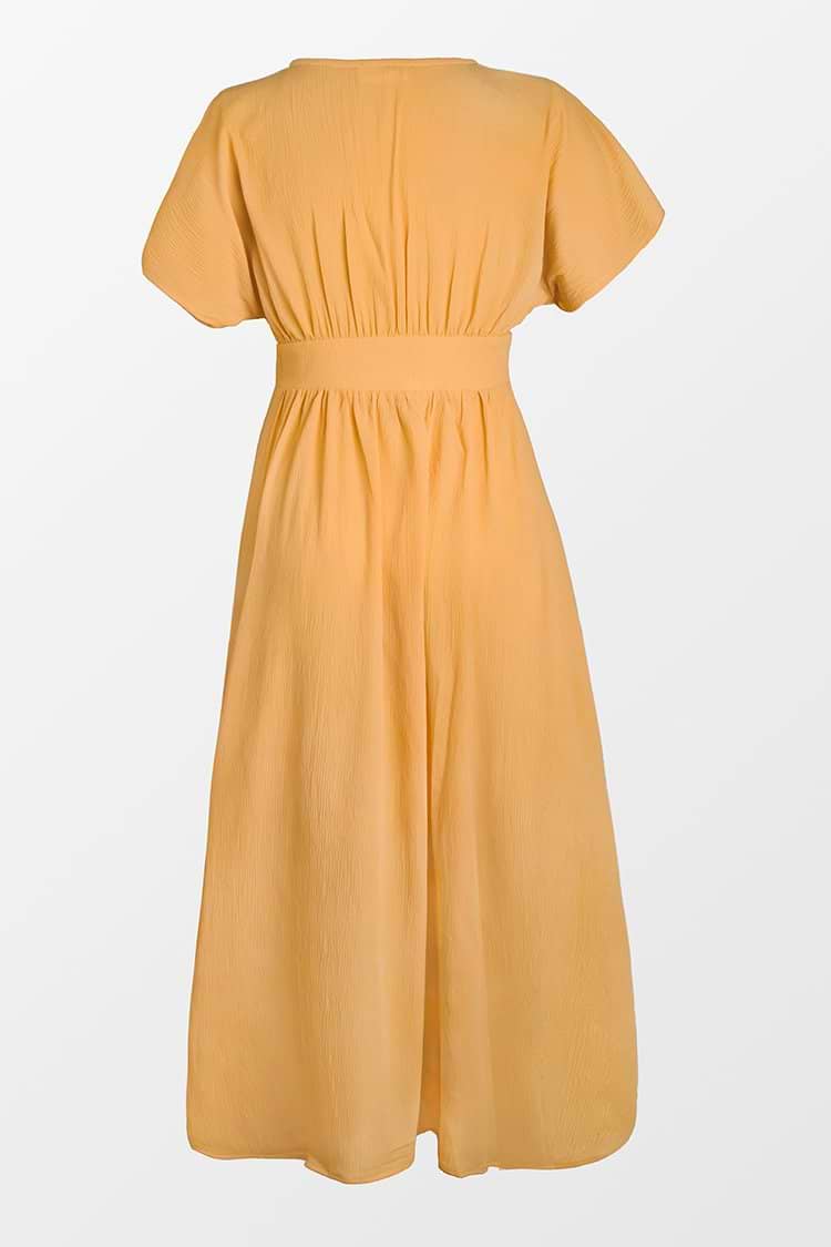 Anastasia Yellow Button Front Split Dress