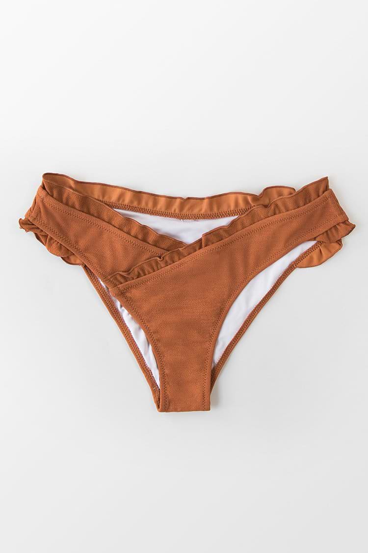 Caramel Ruffle Wrap Bikini Bottom
