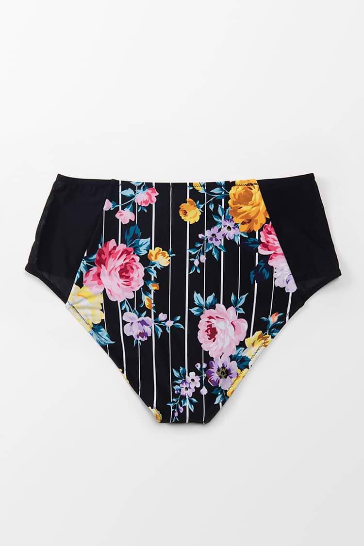Catherine Floral High Waisted Plus Size Bikini Bottom