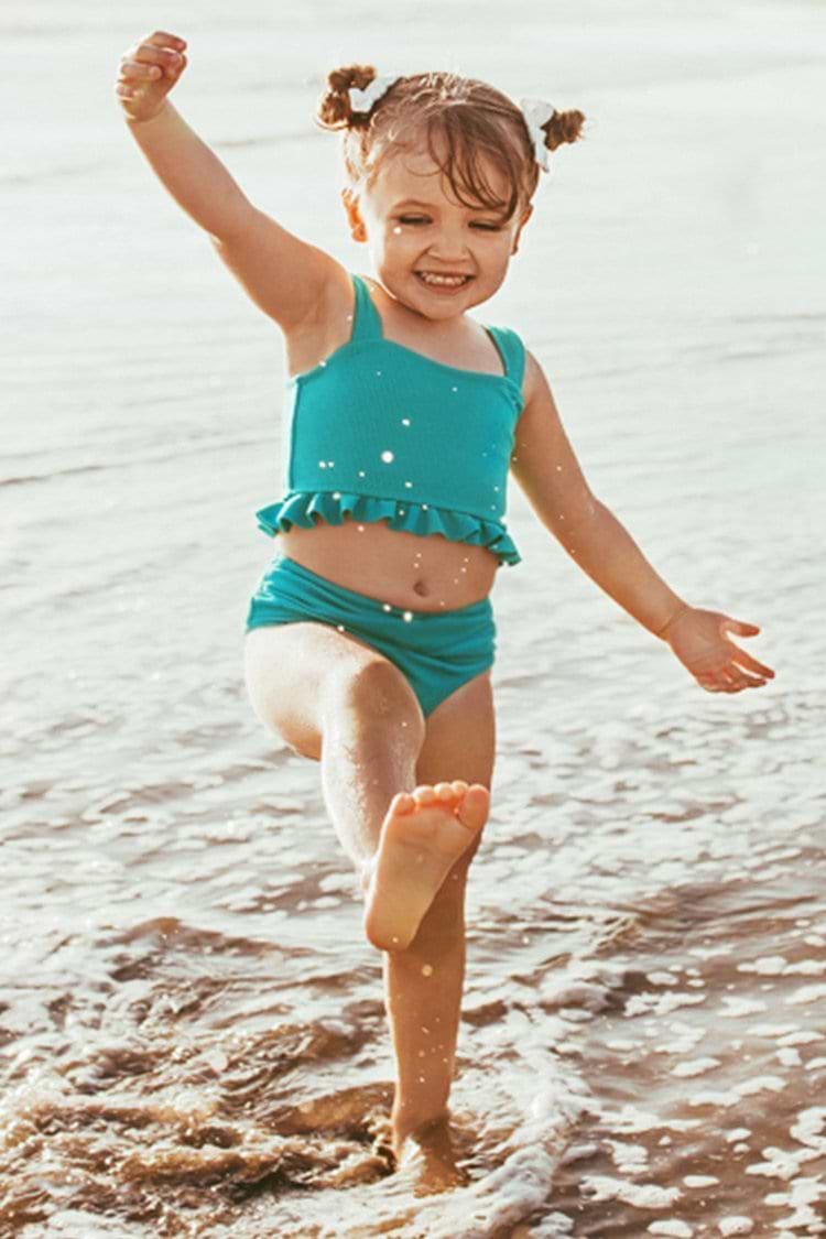 Kyra Ribbed Ruffle Bikini For Toddler Girls And Girls
