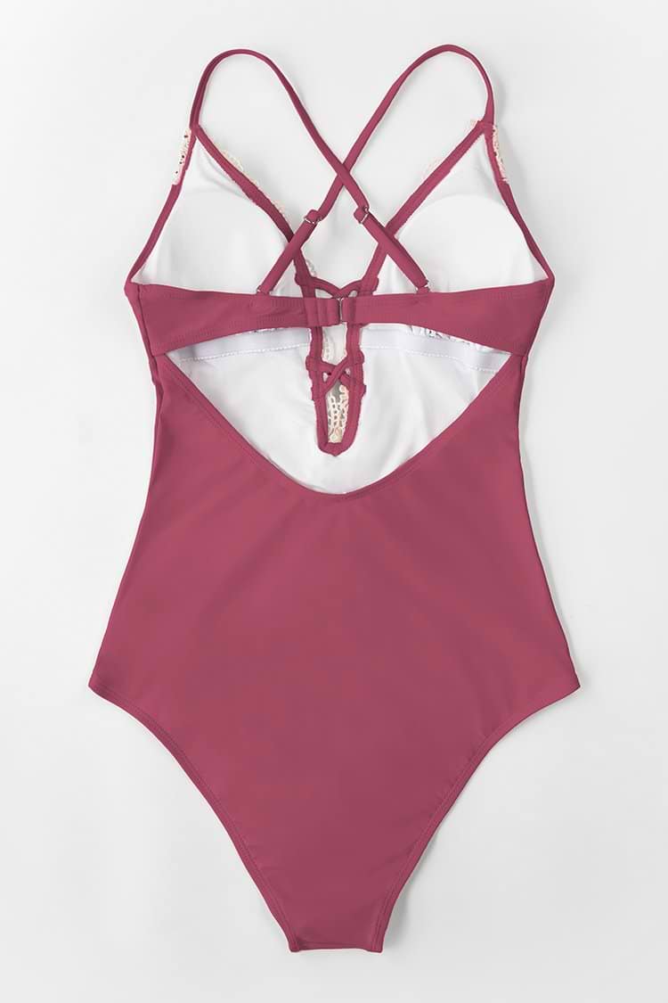 Madisyn Dusty Pink Plunge Neck Crisscross One Piece Swimsuit test