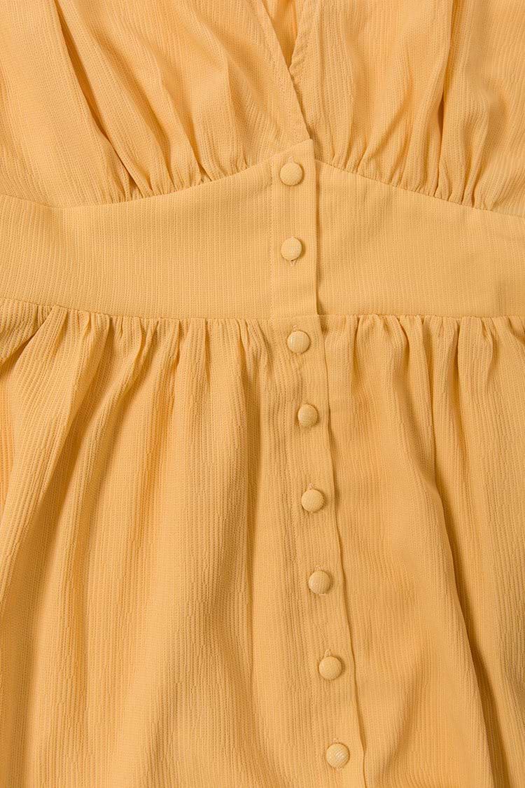 Anastasia Yellow Button Front Split Dress