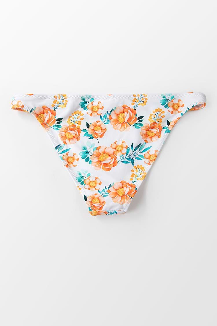 Cute Orange Floral Bikini Bottom