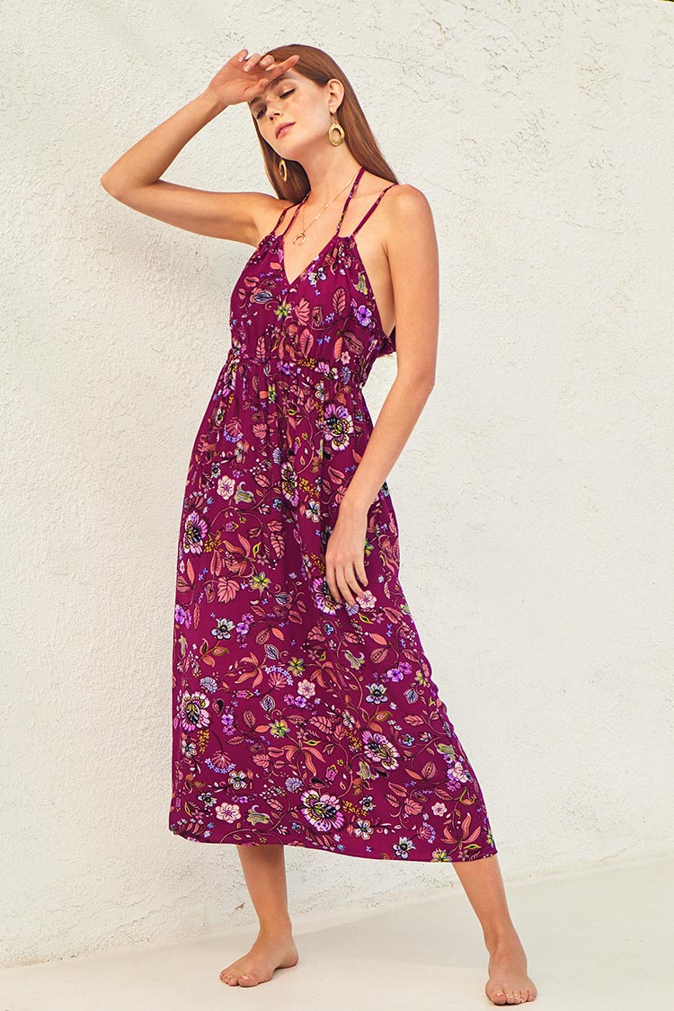 Vivian Floral Sleeveless Elastic Waist Dress