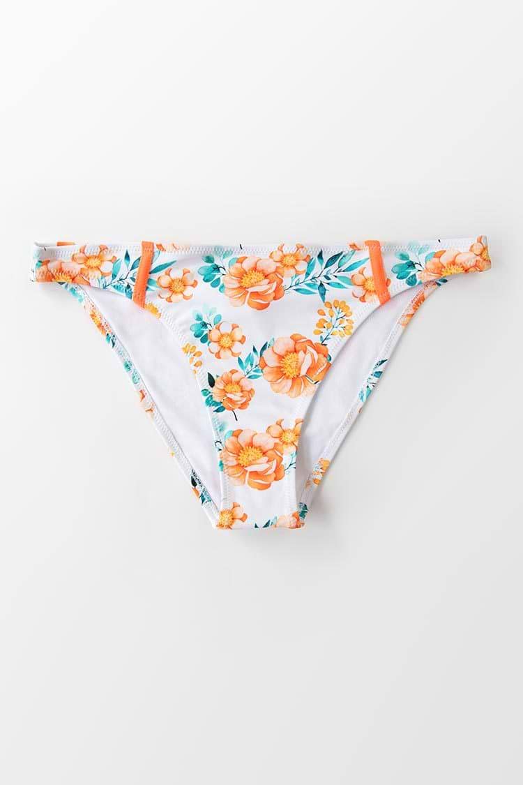 Cute Orange Floral Bikini Bottom