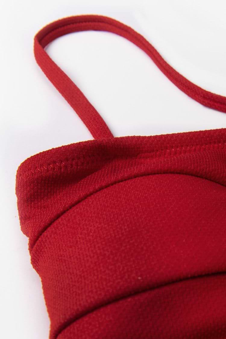 Red and Stripe Cutout Bandeau Bikini
