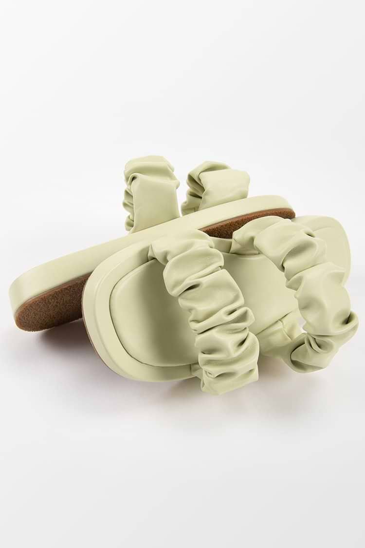 Daisy Jane Ruched Double Straps Slide Sandals