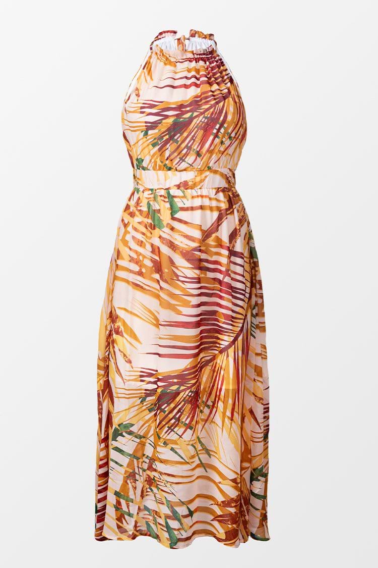 Annabella Yellow Tropical Plants Dress