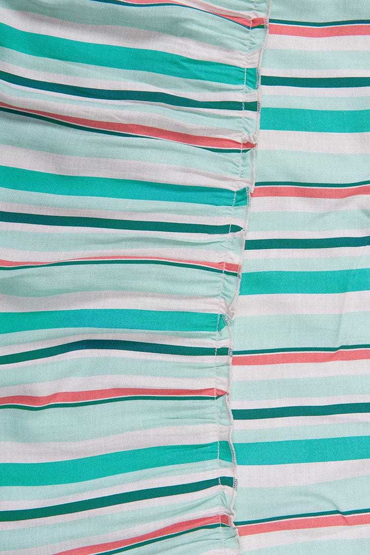 Alondra Stripe Frill Halter Neck Elastic Waisted Slip Dress