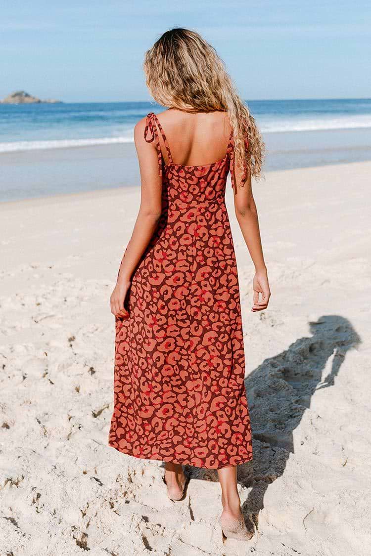 Hadleigh Leopard Tie Shoulder Slip Dress