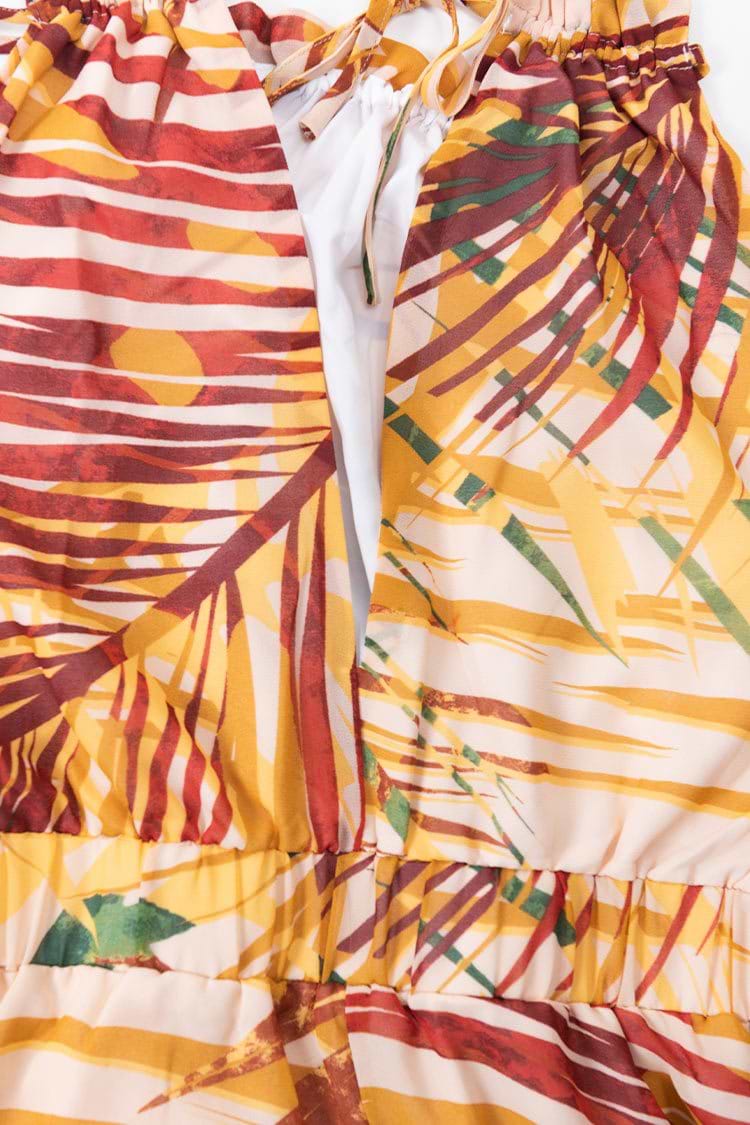 Annabella Yellow Tropical Plants Dress
