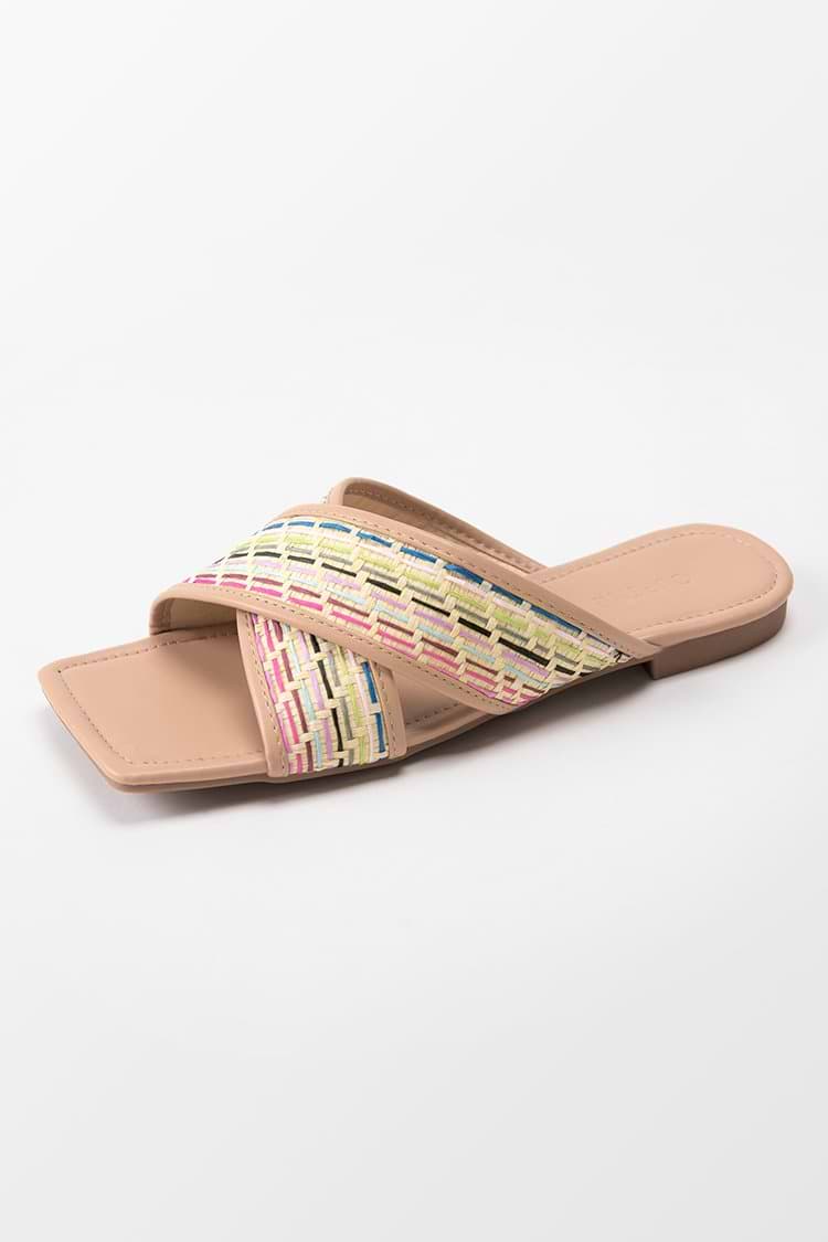 Hidden Gem Woven Strap Slide Sandals