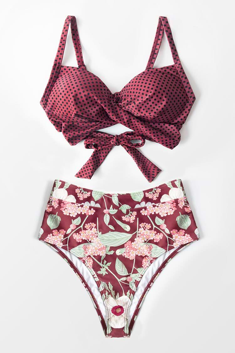 Polka Dot and Floral Twist Bikini