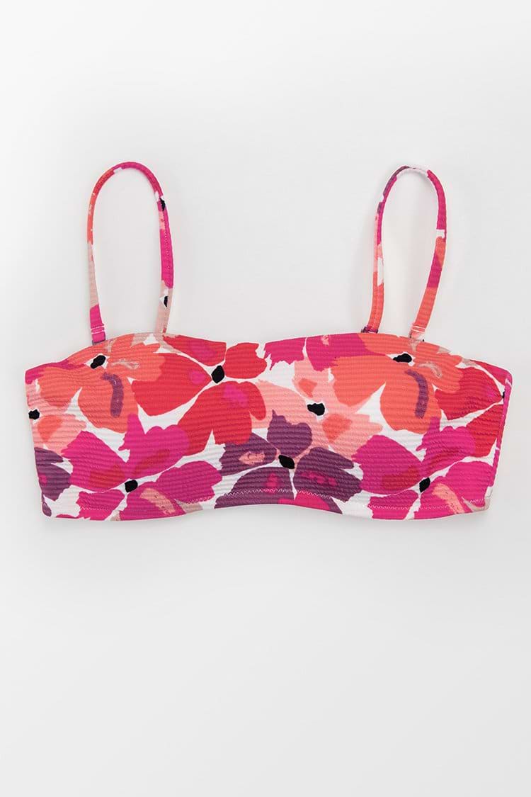 Kalani Red Floral Bandeau Bikini Top