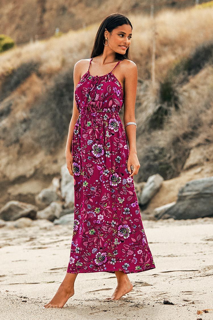 Vivian Floral Sleeveless Elastic Waist Dress