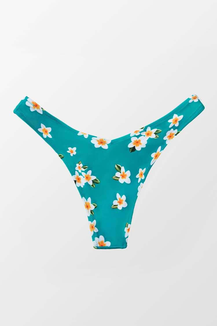 Miracle Aqua Floral Low Waisted Bikini Bottom
