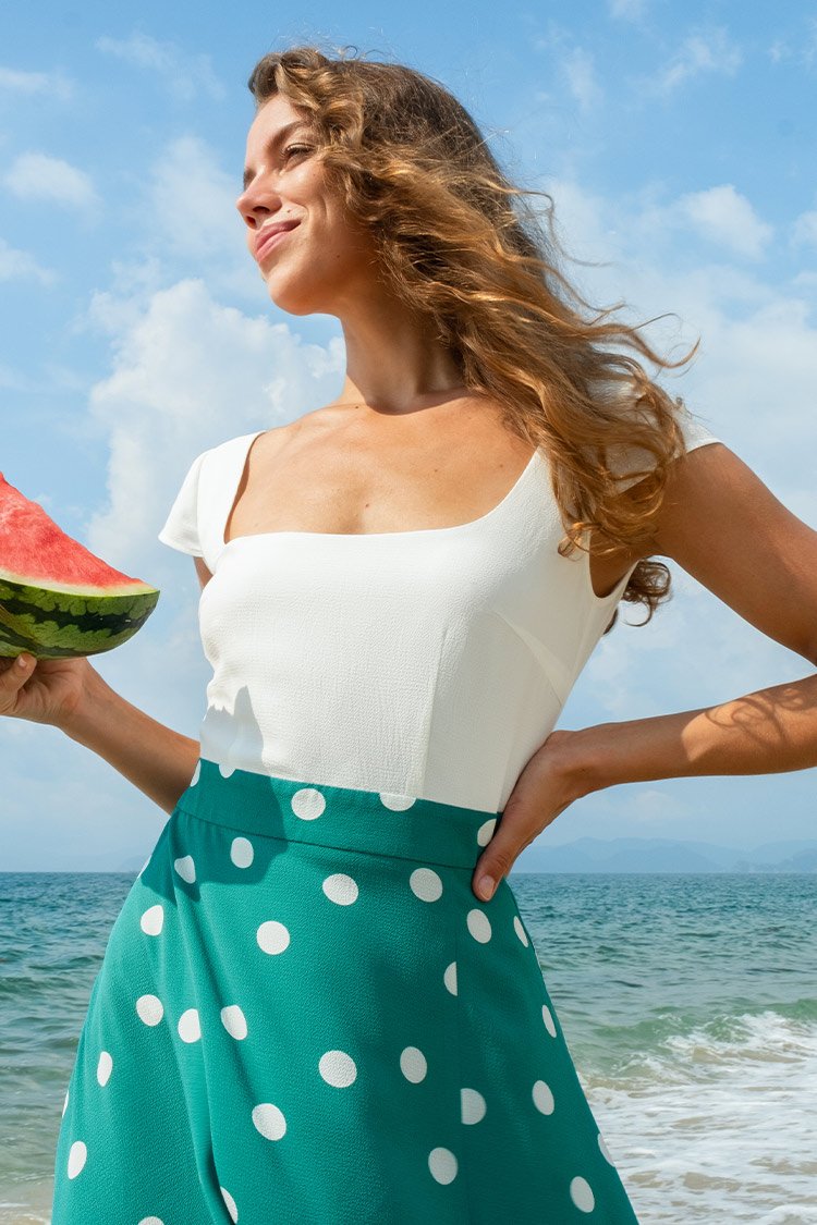 Taylor Contrast Polka Dot Dress