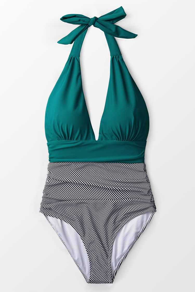 Keeping You Accompanied Green One Piece Swimsuit