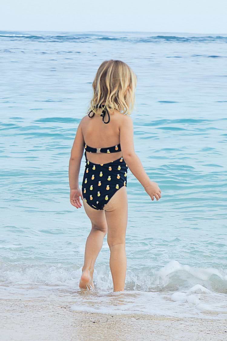 Black Pineapple Printed One Piece Swimsuit for Toddler Girls and Girls