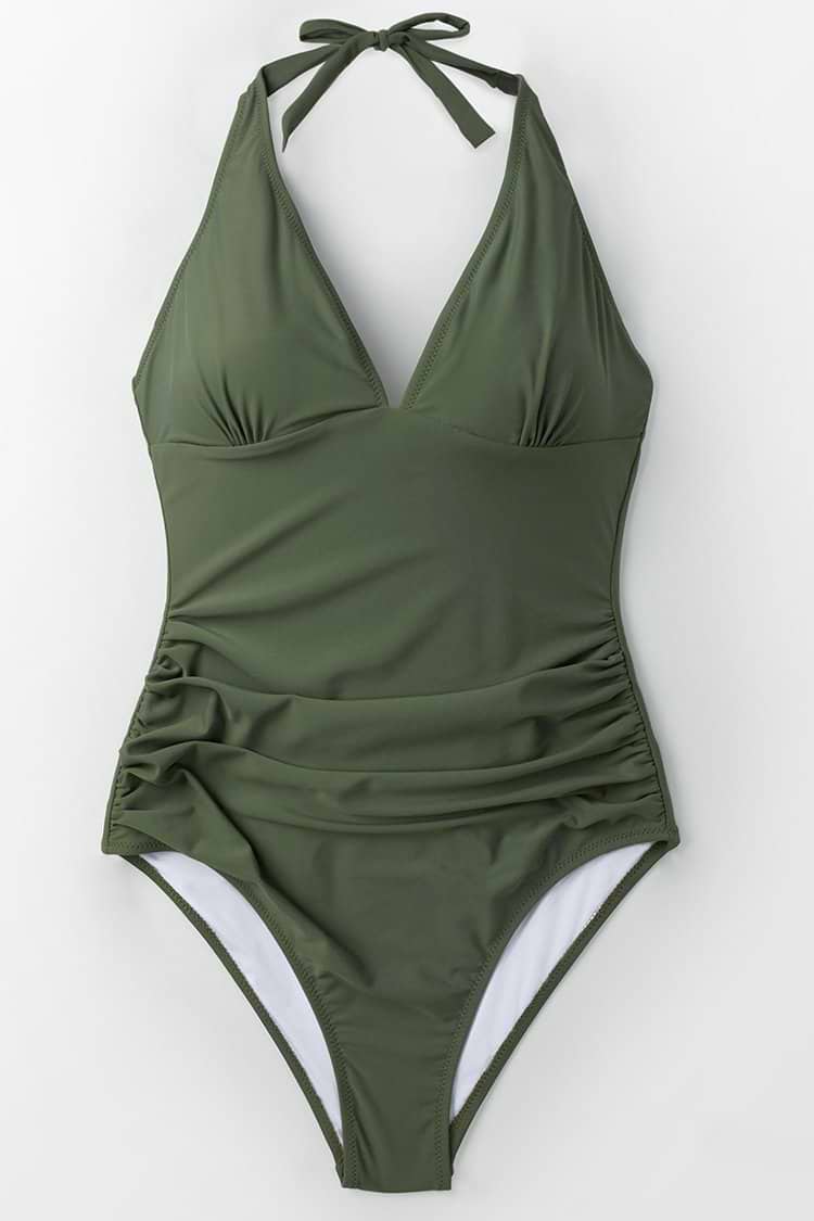 Mossy Green Ruched One Piece Swimsuit222