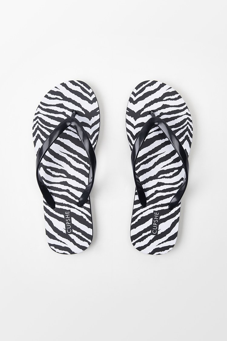 Safari Zebra Striped Flip Flops