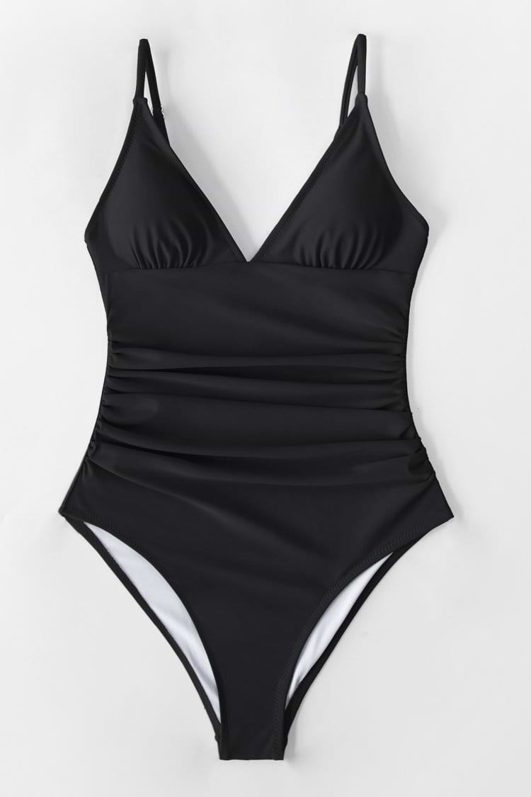 Joyce Black Ruched One Piece Swimsuit