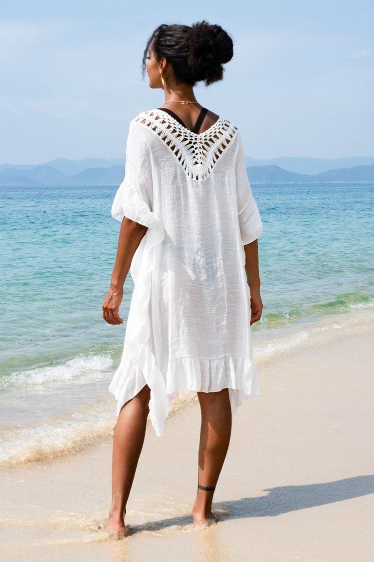 Renata Crochet Trim Ruffle Cover Up
