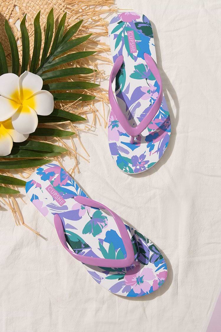 Flowerburst Floral Flip Flops