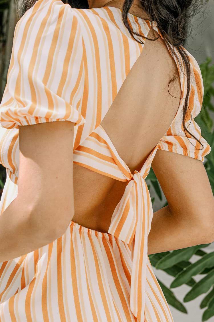 Aubrielle Yellow Striped Tie Back Dress