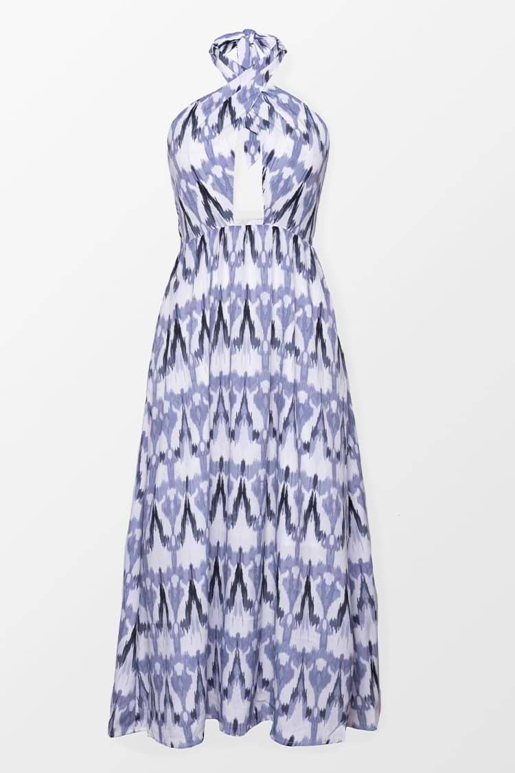 Sutton Cross Halter Tie Neck Dress