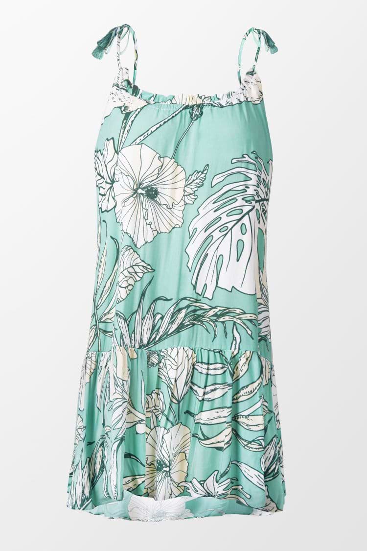 Emmeline Leafy Ruffle Loose Waisted Drawstring Slip Dress