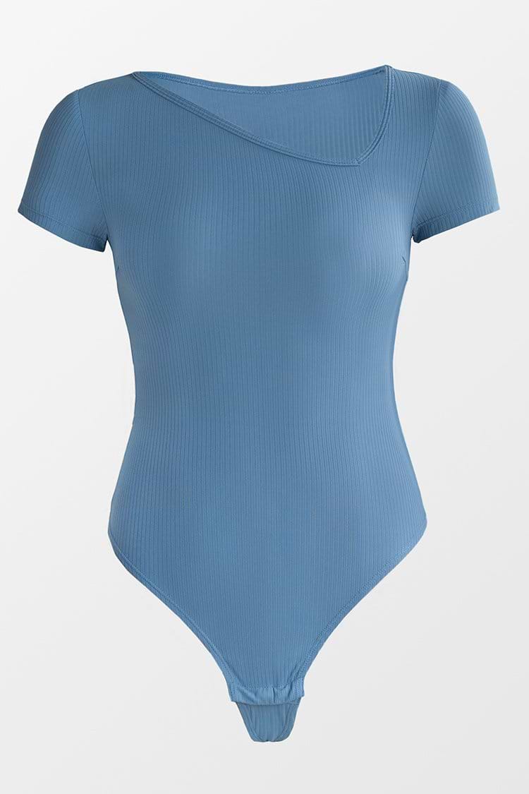 Aylin Rib Asymmetrical Neck Bodysuit