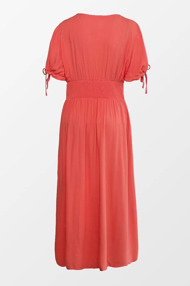 Isabelle Buttoned Plunge Neck Dress