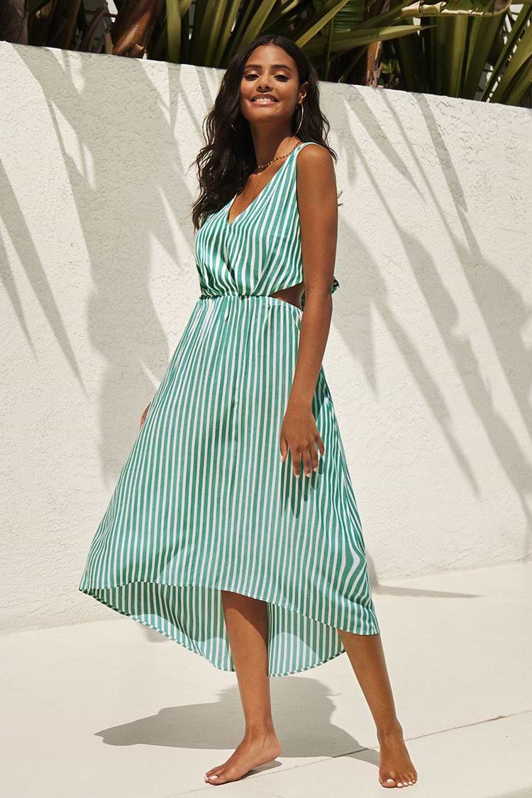 Aileen Striped Back Tie Maxi Dress