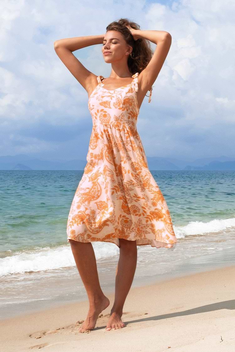 Morgan Paisley Shoulder Ties Dress