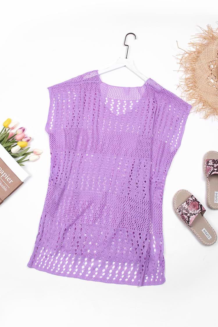 Rachael Purple Plunge Crochet Cover Up
