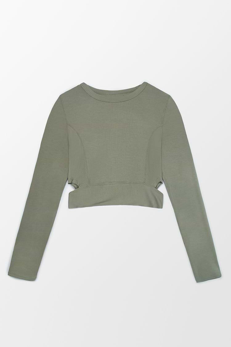 Cherise Green Cut-out Side Sweatshirt