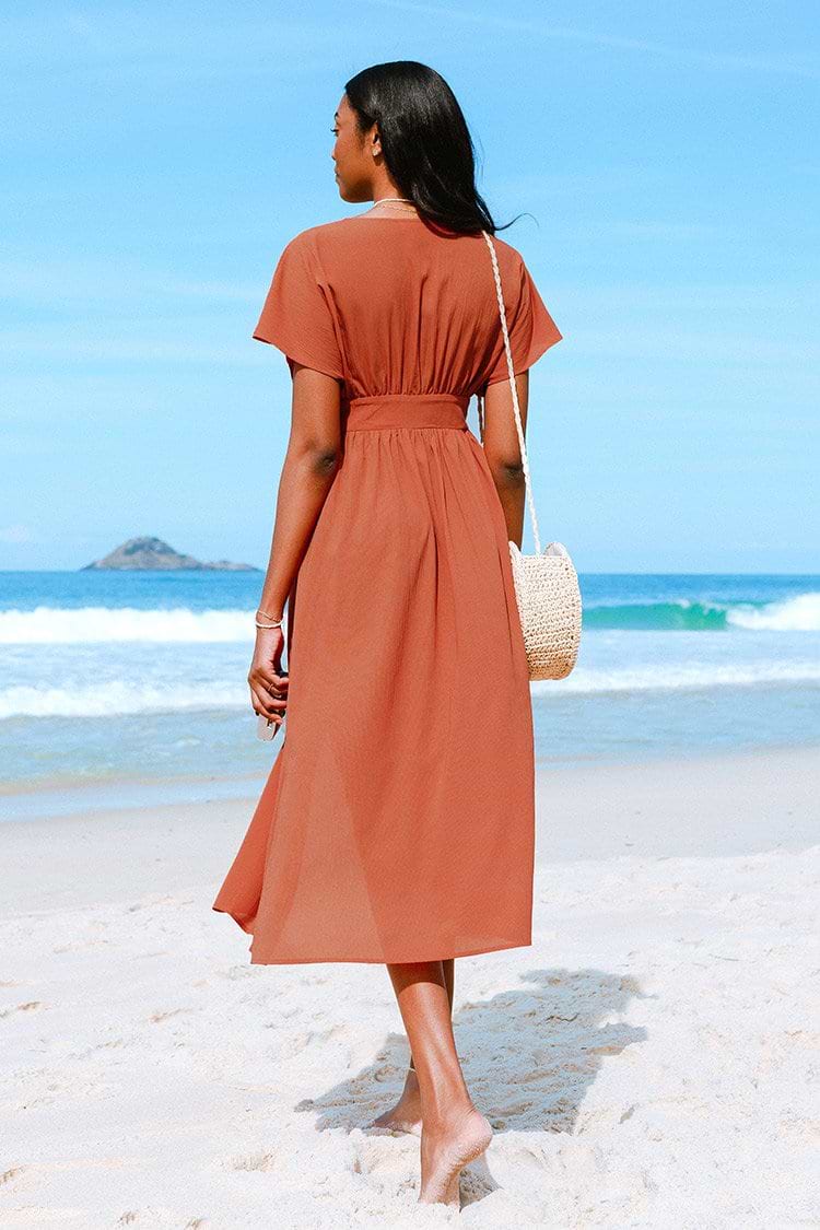 Aubriella Button Front Split Dress