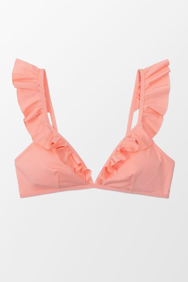 Aubree Ruffle V-neck Back Hook Bikini Top