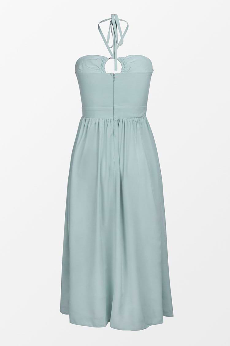 Oakleigh Green O-ring Halter Tea Length Dress