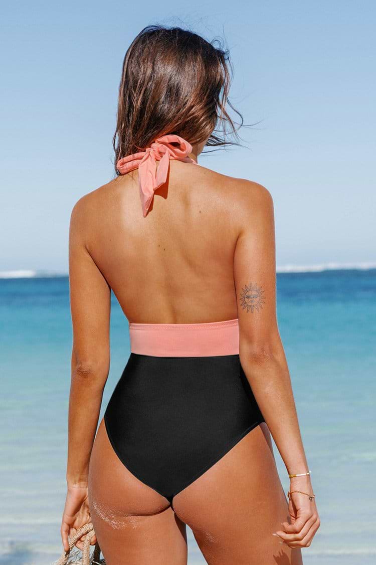 Christine Ruched Halter One Piece Swimsuit