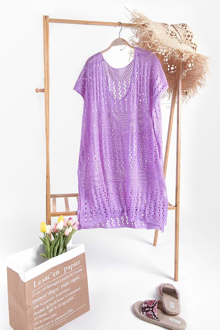 Rachael Purple Plunge Crochet Cover Up