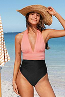 Christine Ruched Halter One Piece Swimsuit
