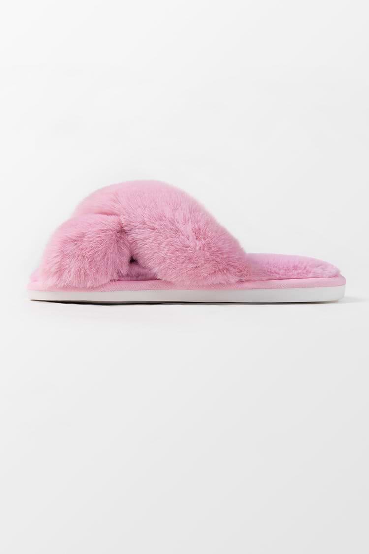 Karter Pink Cross Strap Slippers