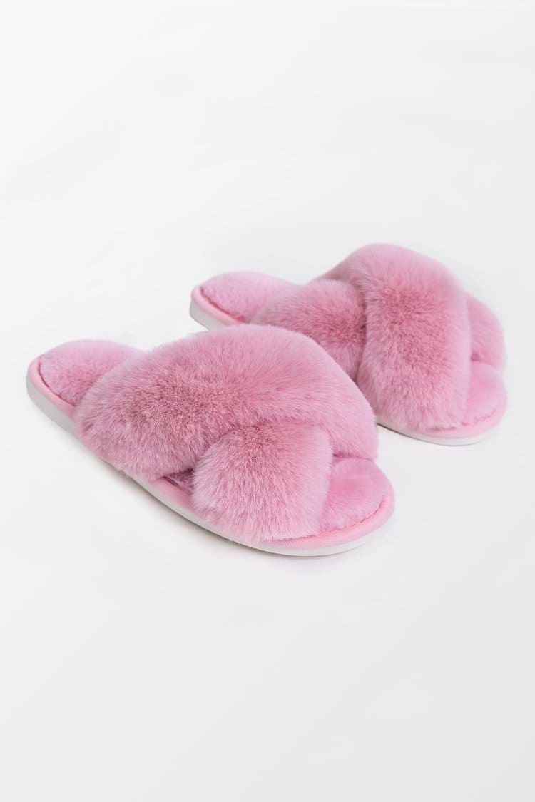 Karter Pink Cross Strap Slippers
